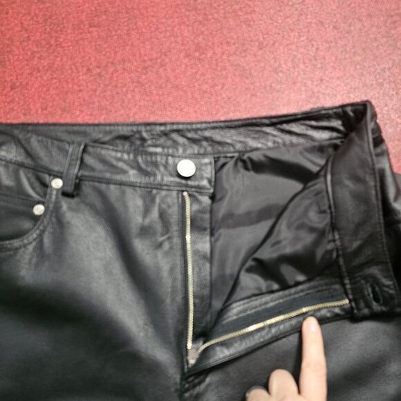 Vintage 90s Newport News Jeanology Black Leather Pants 14 Baddie Deadstock NWT - Picture 5 of 10